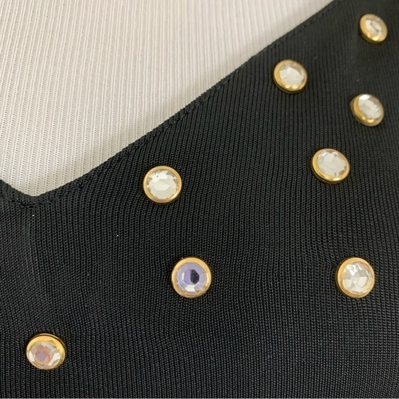 Vintage Moda International 90s Y2K Studded jeweled crystal Bodycon Mini Dress XS - Picture 7 of 16